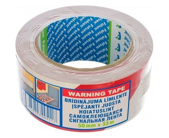 Клейкая сигнальная лента Folsen 50ммx33м красно-белая PVC 0673350 