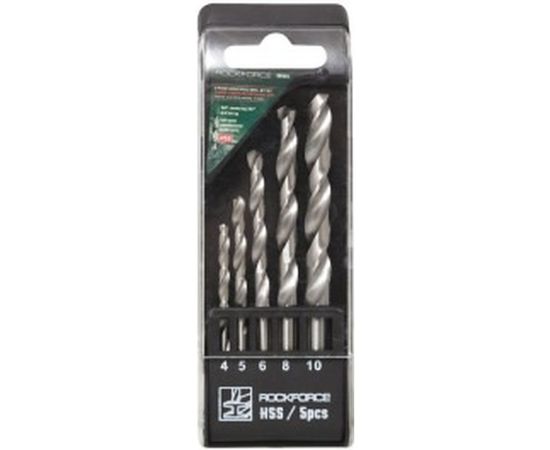 Набор сверл по металлу (5 пр, 4-10 мм) в пластиковом футляре ROCKFORCE RF-DBS05 