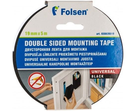 Универсальная лента для монтажа Folsen 19ммх5мx1,1мм чёрная вспененный РЕ 030820519 – изображение 2