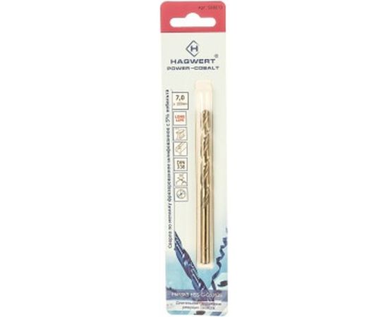 Сверло по металлу Power-Cobalt (7х109 мм; Р6М5К5) Hagwert 568070 