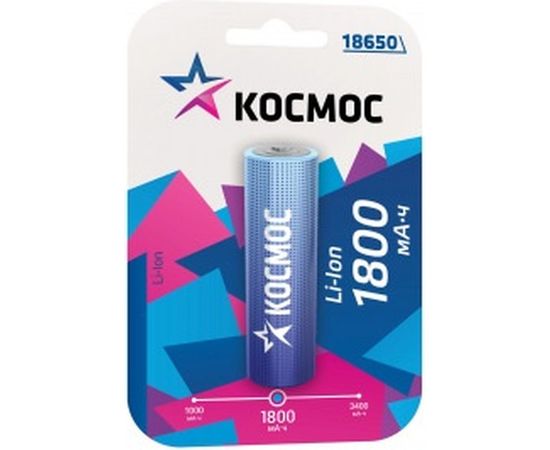 Аккумулятор Космос LI-ion 1800 mAh 1BL без защиты. KOC18650Li-ion18UBL1 
