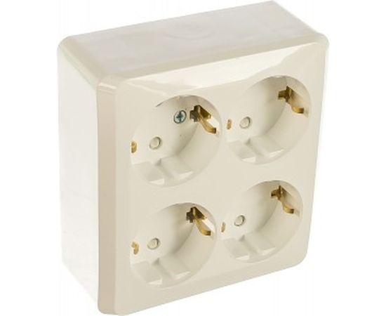 Розетка Schneider Electric 4-м ОП Этюд 16А 250В защитные шторки, с заземлением, белая SchE PA16-208B 293415 