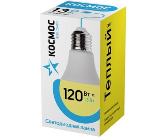 Светодиодная лампа LED A60 13Вт 220В E27 3000К КОСМОС Экономик LkecLED13wA60E2730 452437 