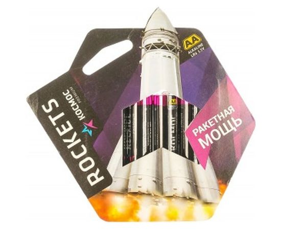 Батарейка пальчиковая Premium LR6 4шт КОСМОС KOSLR6ROCKETS4BL 