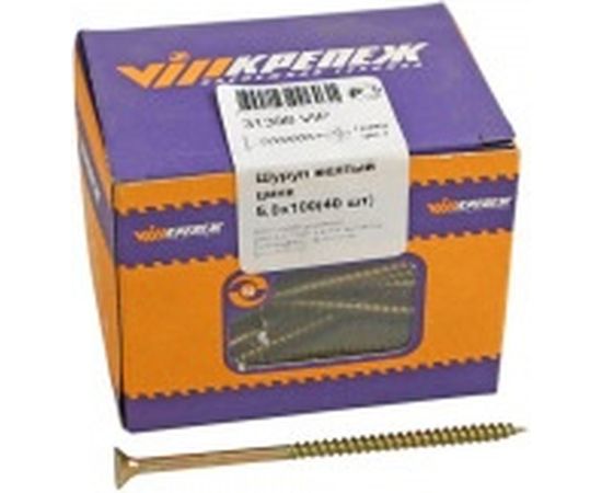 Шуруп VIPкрепеж жёлтый цинк 40 шт 31398 VIP – изображение 2