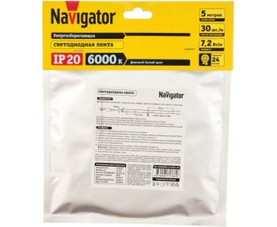 Светодиодная лента Navigator 71 766 NLS-5050CW30-7.2-IP20-12V R5 7.2Вт/м, упаковка 5м 19425 406838 – изображение 2