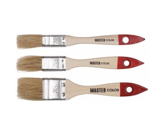 Набор из 6 кистей с деревянными ручками: флейцевые кисти 20, 25, 35мм, круглые кисти 20, 25мм, кисть художественная МASTER COLOR 30-0510 – изображение 2