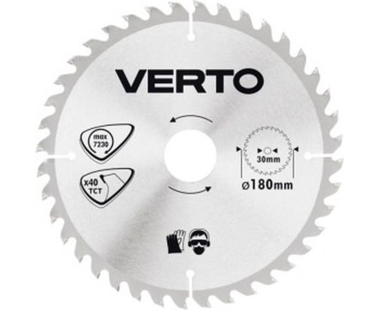Диск отрезной по дереву (180x30 мм; 40 зубьев) VERTO 61H106 