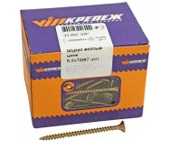 Шуруп VIPкрепеж жёлтый цинк 67 шт 31392 VIP 