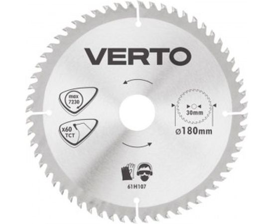 Диск отрезной по дереву (180x30 мм; 60 зубьев) VERTO 61H107 