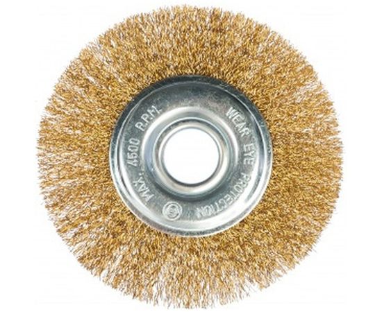 Щетка для УШМ, 125 мм, посадка 22.2 мм, плоская, латунированная витая проволока MATRIX 74656 