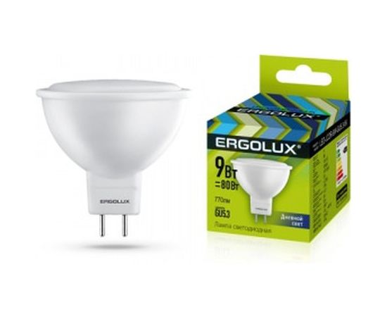 Электрическая светодиодная лампа Ergolux LED-JCDR-9W-GU5.3-6K JCDR 9Вт GU5.3 6500K 172-265В 13626 