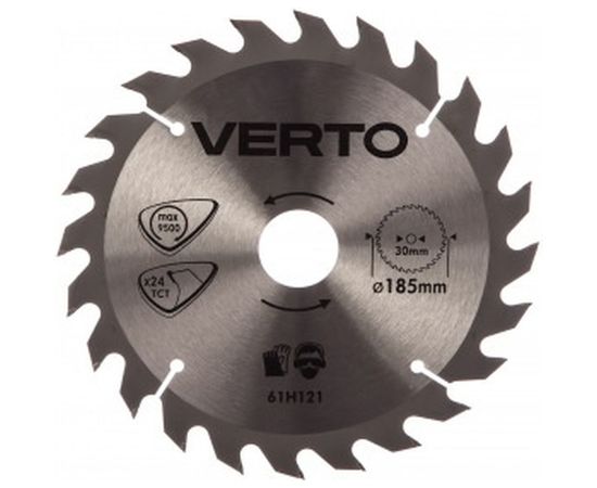 Диск отрезной по дереву (185x30 мм; 24 зуба) VERTO 61H121 