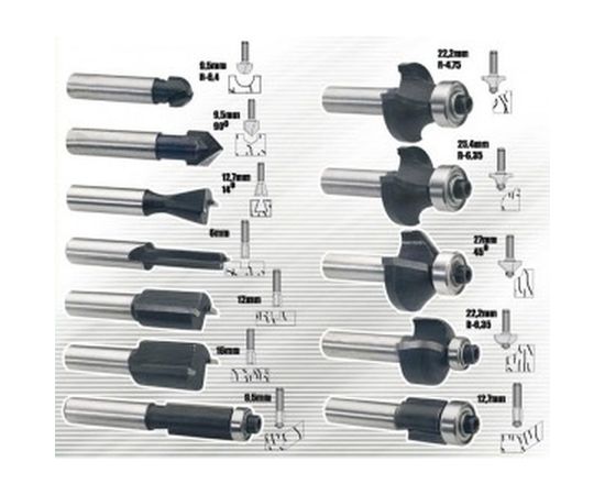Сверла-фрезы набор 12 шт. хвостовик 8 мм VERTO 60H010 – изображение 2