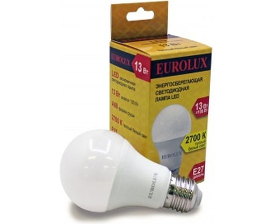 Светодиодная лампа Eurolux LL-E-A60-13W-230-2,7K-E27/груша, 13Вт, теплый белый, Е27 76/2/17 – изображение 2