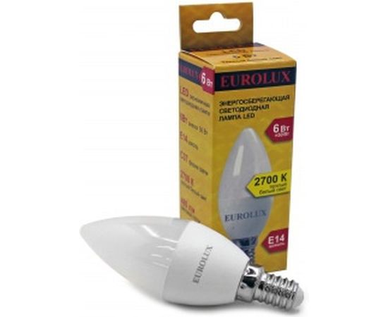 Светодиодная лампа Eurolux LL-E-C37-6W-230-2,7K-E14/свеча, 6Вт, теплый белый, Е14 76/2/2 – изображение 2