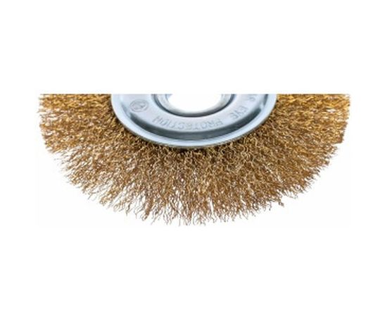 Щетка для УШМ, 125 мм, посадка 22.2 мм, плоская, латунированная витая проволока MATRIX 74656 – изображение 2