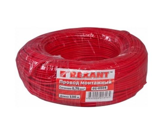 Провод ПГВА 1х0.75 кв.мм, 100м, красный REXANT 01-6504 – изображение 2
