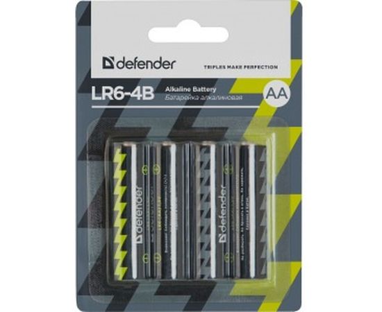 Алкалиновая батарейка Defender LR6-4B AA, в блистере 4 шт 56012 – изображение 2