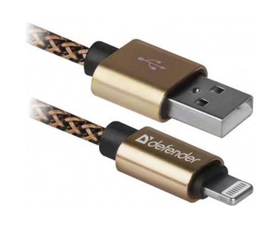 USB кабель Defender ACH01-03T PRO USB2.0 Золотой, AM-LightningM,1m,2.1А 87806 – изображение 2