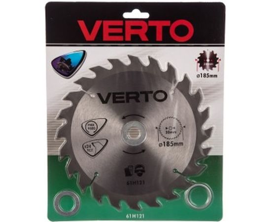Диск отрезной по дереву (185x30 мм; 24 зуба) VERTO 61H121 – изображение 3