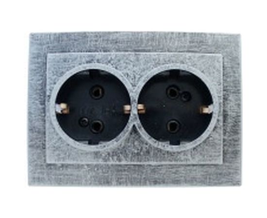 Розетка duwi с/п с з/к 2-местная серия Palazzo Vintage, серебро патина 26561 0 