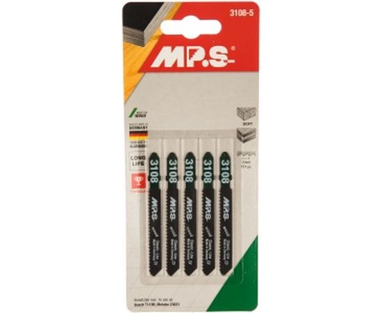 Пилки по по древесине, фанере, ДСП, изоляционным материалам, пластмассе T119B (75х55х2.0 мм; 5 шт.) для лобзика&nbsp;MPS 3108-5 