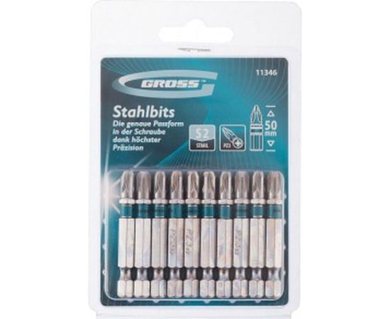 Набор бит (сталь S2; PZ 3х50 мм; 10 шт.) GROSS 11346 
