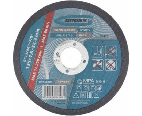 Круг отрезной по металлу (125х1.6х22.2 мм) GROSS 74370 