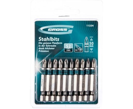 Набор бит (сталь S2; PH 1х50 мм; 10 шт.) GROSS 11334 – изображение 2
