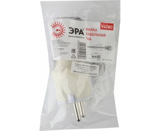 Вилка ЭРА V4W c/з 16A прямой ввод белая Б0019188 – изображение 2
