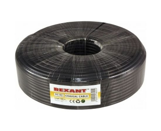 Кабель RG-6U+CU, 64%, 75 Ом, 100м, черный REXANT OUTDOOR 01-2222 – изображение 2