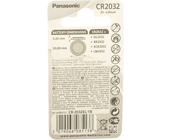 Дисковая литиевая батарейка CR2032 3В бл/1 Panasonic 5019068085138 – изображение 2