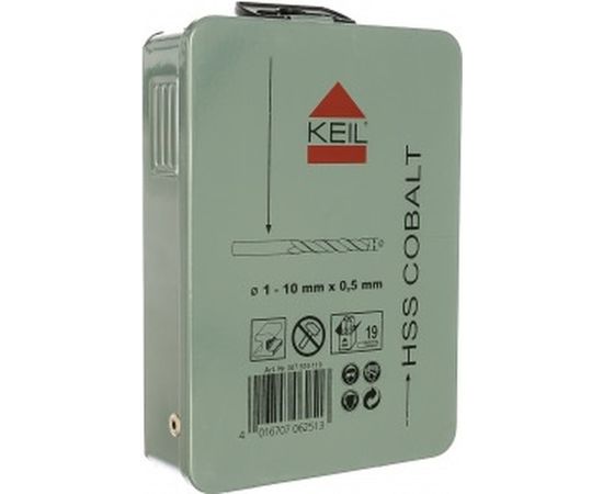 Набор сверл по металлу, кобальтовые, 1.0-10.0 мм, 19 шт. KEIL 307500110 – изображение 3