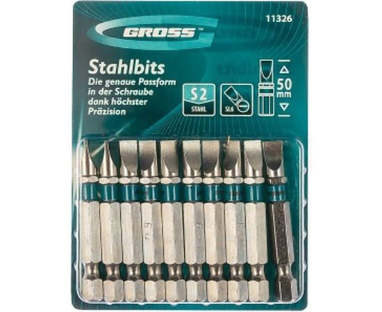 Набор бит (сталь S2; SL 6х50 мм; 10 шт.) GROSS 11326 – изображение 3