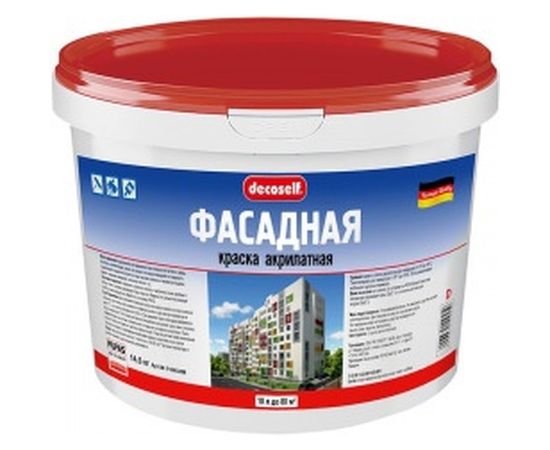 Фасадная краска Пуфас белая Decoself Основа A мороз. 10л 15,8кг ФК тов-140918 