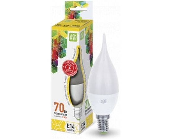 ASD Лампа сд LED-СВЕЧА НА ВЕТРУ-std 7.5Вт 230В Е14 3000К 675Лм 4690612004556 