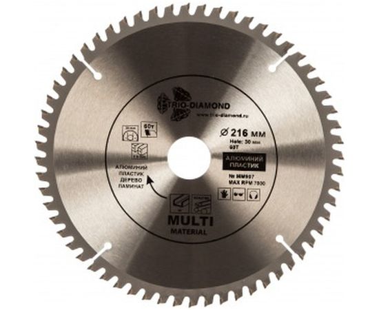 Диск пильный по мультиматериалам (216х30 мм; 60T) Trio-Diamond MM907 – изображение 2