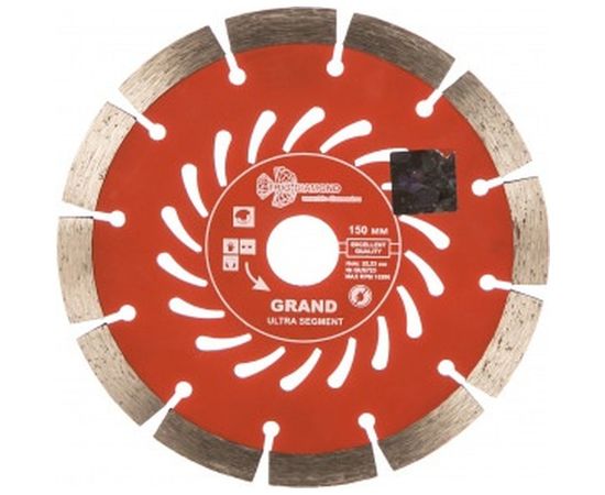 Диск алмазный отрезной Сегментный Grand hot press (150х22.23 мм) TRIO-DIAMOND GUS723 – изображение 3