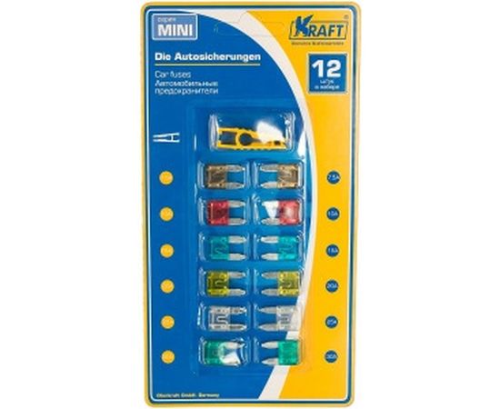 Набор предохранителей KRAFT в блистере, серия MINI, 12 шт KT 870008 