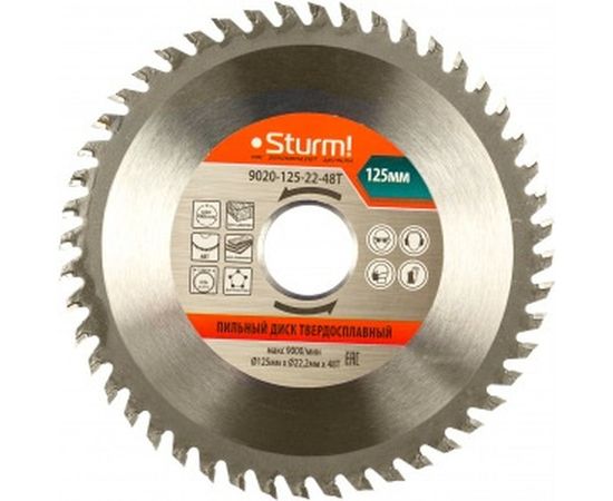 Диск пильный по дереву (125х22 мм; 48T) Sturm 9020-125-22-48T 