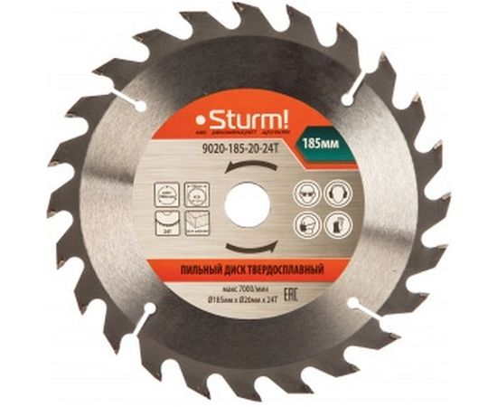 Диск пильный по дереву (185х20 мм; 24T) Sturm 9020-185-20-24T 