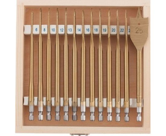 Набор сверл перовых по дереву (13 шт; 6-8-10-12-13-14-16-18-19-20-22-24-25 мм) MATRIX 70442 – изображение 2
