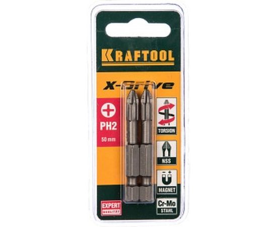 Биты "EXPERT" (E 1/4"; PH 2; 50 мм; 2 шт.) KRAFTOOL 26121-2-50-2 – изображение 2