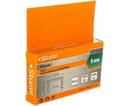 Скоба закаленная (1000 шт; 8 мм; Тип 53) для степлеров Sturm 1071-02-08 – изображение 2