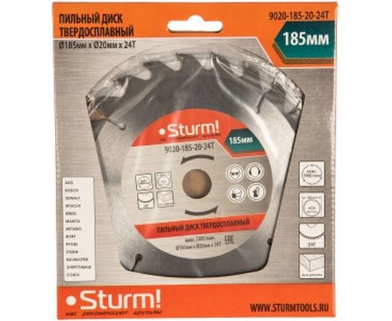 Диск пильный по дереву (185х20 мм; 24T) Sturm 9020-185-20-24T – изображение 3