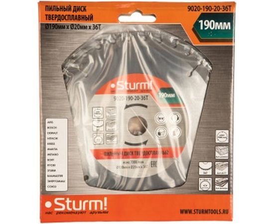 Диск пильный по дереву (190х20 мм; 36T) Sturm 9020-190-20-36T – изображение 3