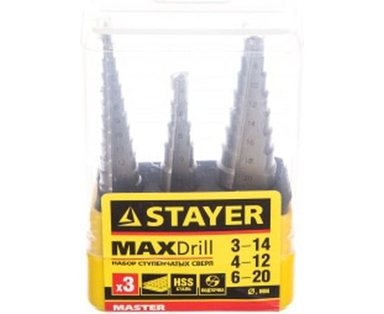 Набор ступенчатых сверл по металлу 3 шт.&nbsp;STAYER 29660-3-20-H3 – изображение 4