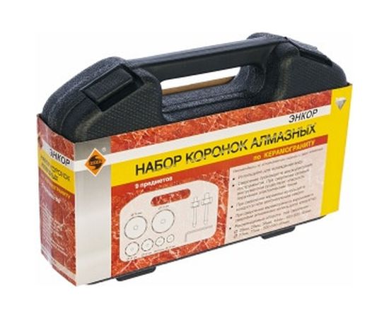 Набор алмазных коронок по керамограниту 9 предм. (25-73 мм) Энкор  9457 – изображение 5