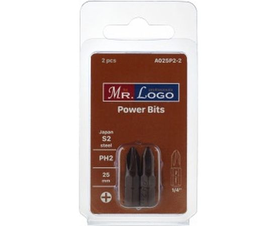 Бита (2 шт; 25 мм; PH2; S2) Mr. Logo A025P2-2 